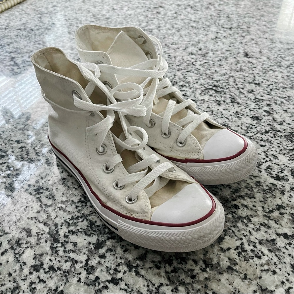Like new white high top converse